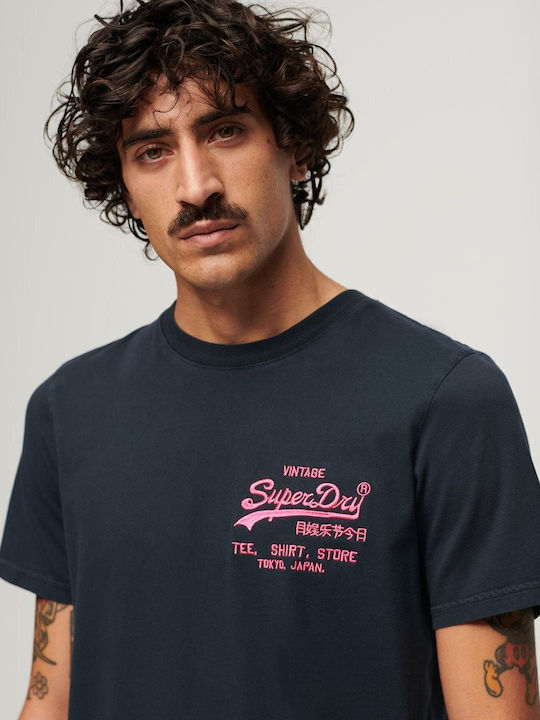 D2 Ovin Neon Vl T-shirt Navy Μπλε