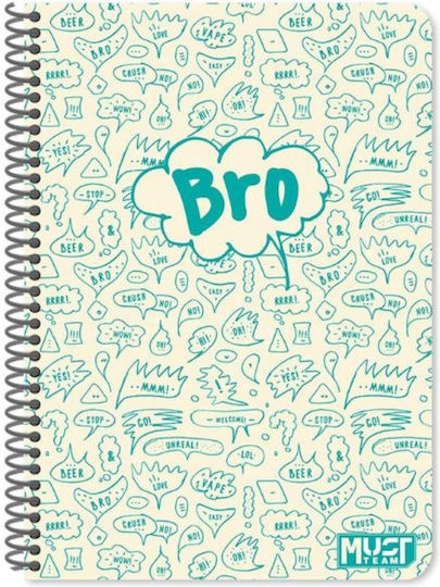Must Team Spiral Notebook Ruled B5 60 Sheets 2 Subjects 1pcs (Μiscellaneous Designs)