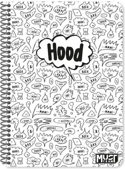 Must Team Spiral Notebook Ruled B5 60 Sheets 2 Subjects 1pcs (Μiscellaneous Designs)