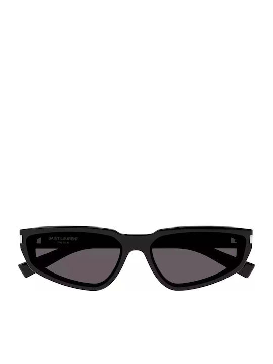 Ysl Women's Sunglasses with Black Plastic Frame and Green Lens