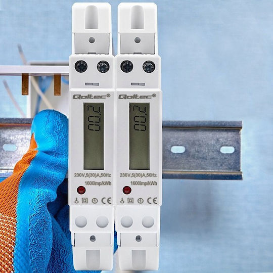 Qoltec Digital Energy Analyzer for Electrical Panel Rail Single-phase