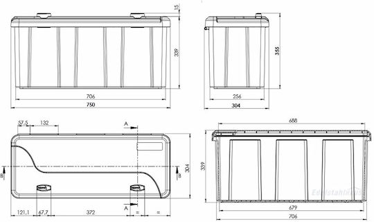 Daken Tool Case Plastic Dimensions: W75xD35.5xH30cm