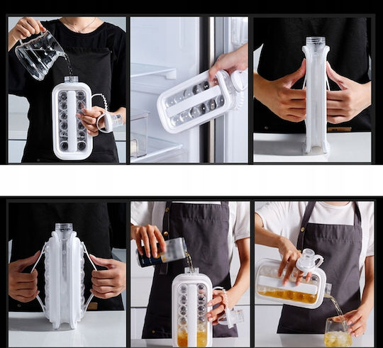 Formă De Gheață Rotundă Din Plastic Cu Capac Albă