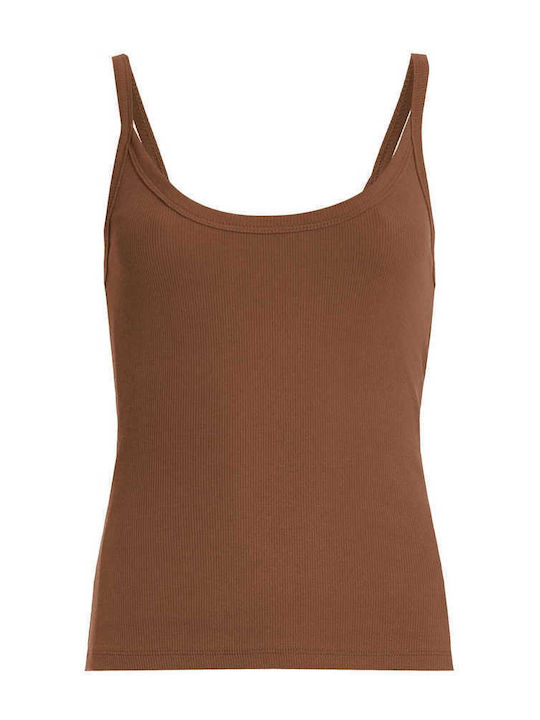 Women's Blouse Cotton with Straps Brown