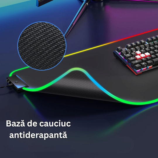 ED496 Padel Pentru Mouse Gaming XXL (800mm) Cu Iluminare RGB Prin USB Negru
