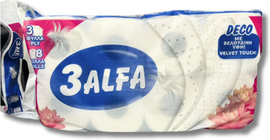 3αλφα Χαρτί Υγείας 8 Ρολά 3 Φύλλων (90gr/Ρολό)