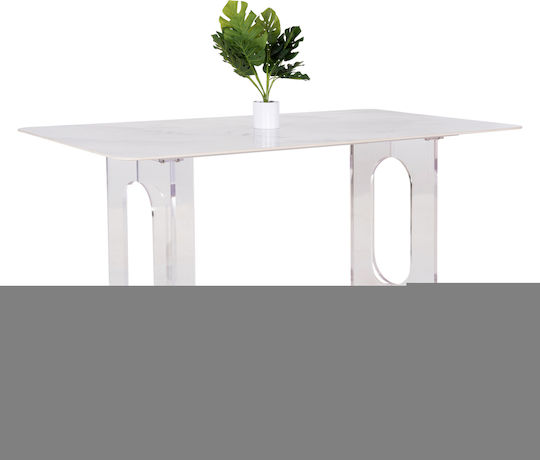 Aether Table Dining Room with Ceramic Surface White Ceramics 160x90x75cm