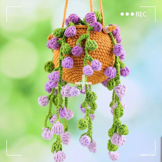 Diy Häkelhängender Blumenampel Set – Komplettes Bastelset Zubehör Videoanleitung Grüne Lila