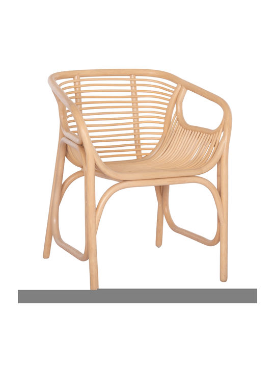Mel Πολυθρόνα Τραπεζαρίας Ξύλινη Φυσικό Rattan 62x57.5x79.5εκ.