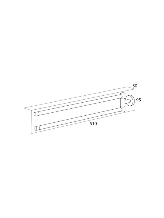 TIGER Double Wall-Mounted Bathroom Hook ​51x5cm Inox Gray