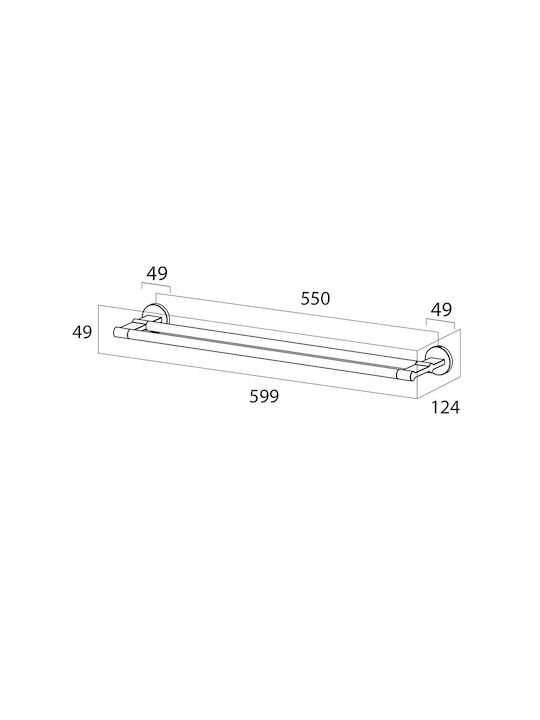 TIGER Double Wall-Mounted Bathroom Rail ​59.9x4.9cm Inox Silver