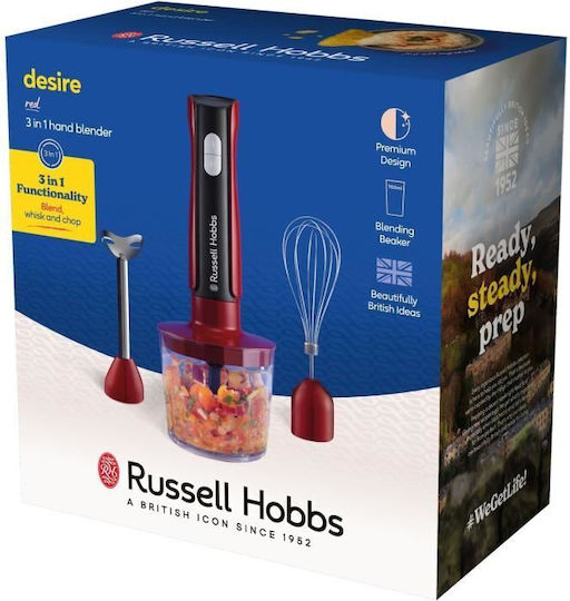 Russell Hobbs Desire Ръчен Блендер с Аноскидотна Пръчка 500W Червен