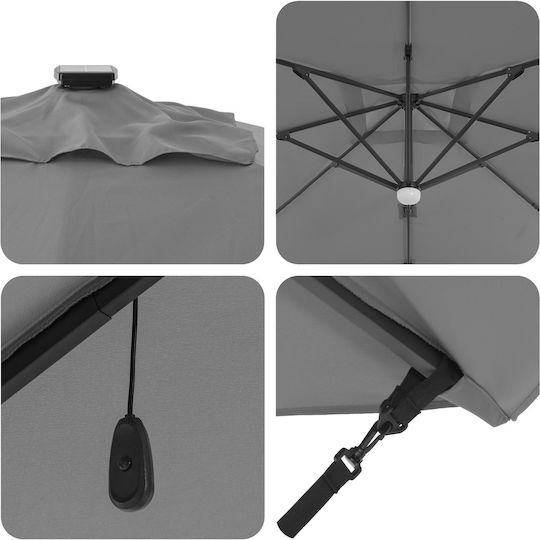 Hanging Aluminum Garden Parasol Grey 2.2x2.2xHeight 2.65m