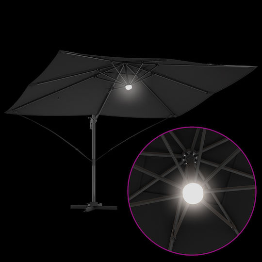 Hängender Aluminium-Garten- und Terrassen-Sonnenschirm Schwarz 2,2x2,2xHöhe 2,65m