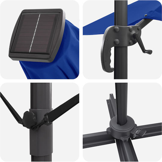 Hängender Rundschreiben Aluminium Gartenschirm Blau F2.5xH2.65m