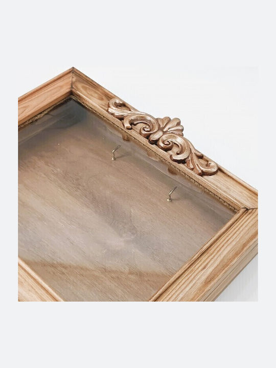 Korres Craft Tabletop Rectangle Wedding Crown Case / Photo Frame Wooden Gold 26.5x33cm