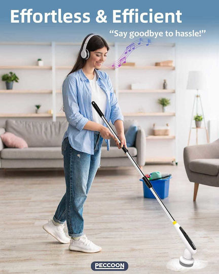 Electric Cleaning Brush Bathroom Adjustable Handle White Adjustable Handle