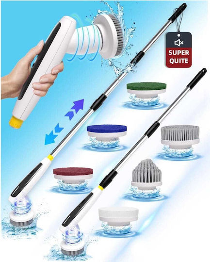 Electric Cleaning Brush Bathroom Adjustable Handle White Adjustable Handle
