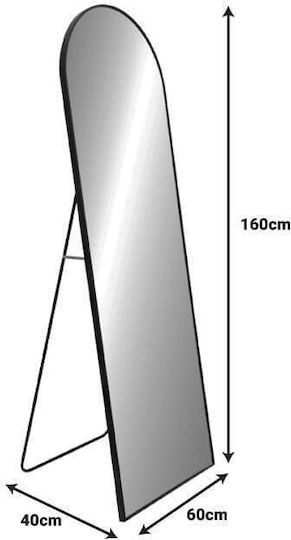 Inart Lorens Огледало Дъговидно с Черна Алуминиева Рамка 160x60см