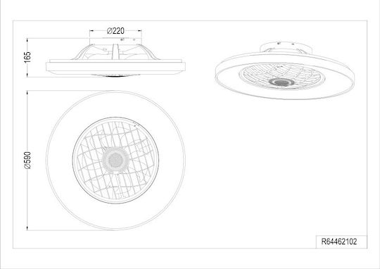 Trio Lighting Linköping Plafonieră 59cm cu Lentile de Mărire Neagră