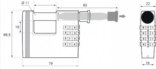 Thirard Vorhängeschloss Monoblock Kombination 80mm 1Stück
