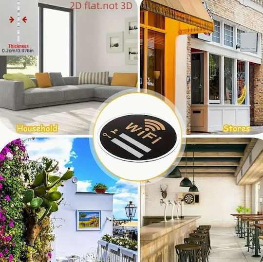 Αυτοκόλλητη Μαύρη Ακρυλική Πινακίδα Wifi