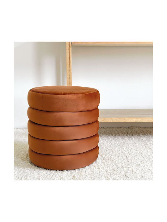 Stool For Living Room With Storage Space Wooden Velours Terracotta