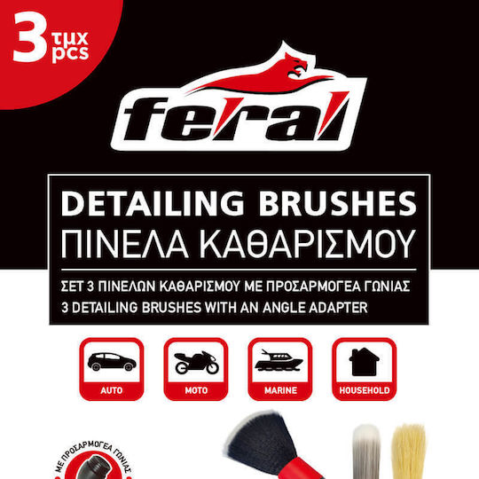 Feral Cleaning Brushes for Interior Plastics - Dashboard Car 3pcs