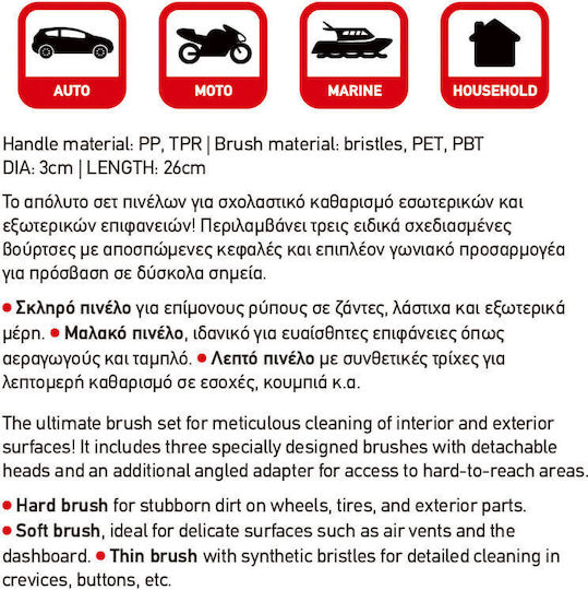Feral Cleaning Brushes for Interior Plastics - Dashboard Car 3pcs