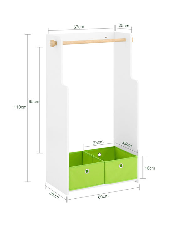 SoBuy Κρεμάστρα Δαπέδου από Ξύλο Λευκή 60x35x110cm