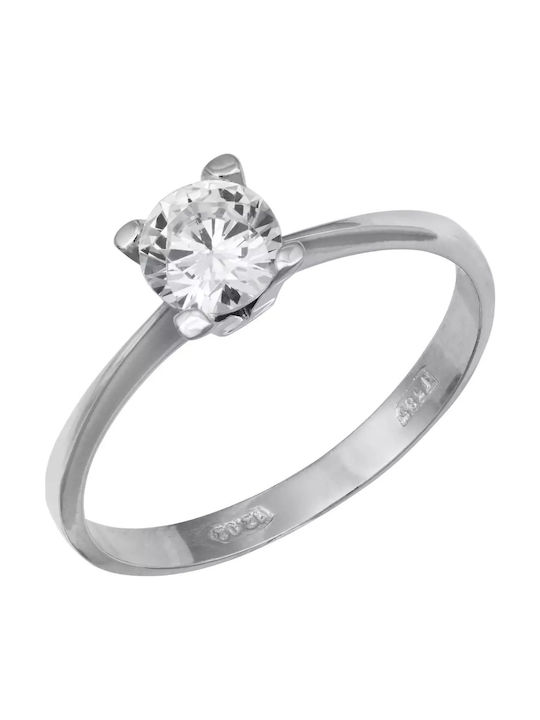 Единичен Камък от Бяло Злато 14K