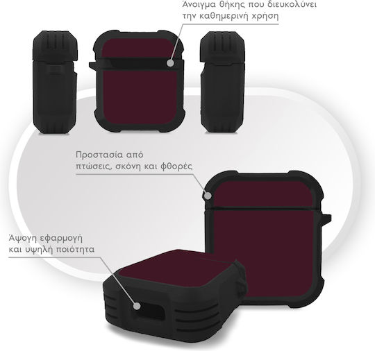 Sonique Colorbloc Series Θήκη Σιλικόνης σε Μπορντό χρώμα για Apple AirPods 1 / AirPods 2