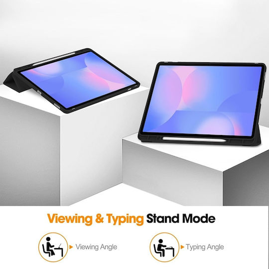 Husă Tabletă Samsung Galaxy Tab S10 FE Plus Suport Stilou Funcție Sleep Wake Skdr Flex Trifold Negru Set Sticker