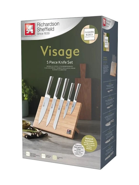 Richardson Sheffield Visage Messer Set mit Sockel aus Rostfreiem Stahl 5 Stück