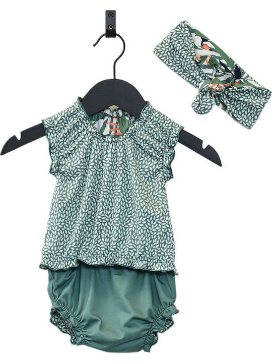 Ducksday Baby Bodysuit Set Sleeveless with Accessories Green 2pcs