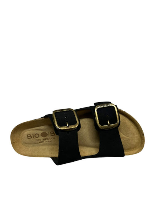 Leather Women's Flat Sandals Anatomic in Black Color