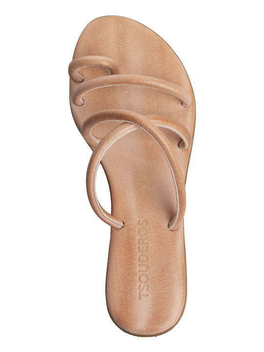 Women's Flat Sandals in Beige Color