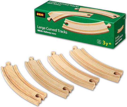 Brio Toys Large Curved Tracks Ράγες Σιδηρόδρομου από Ξύλο