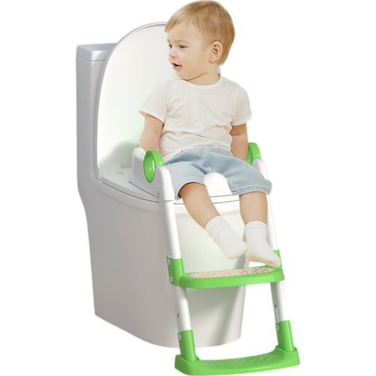 Baby Wise Toddler Toilet Seat With Footrest Handles And Green Cushion