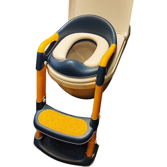 Baby Wise Toddler Toilet Seat with Footrest Handles and Cushion Blue / Yellow