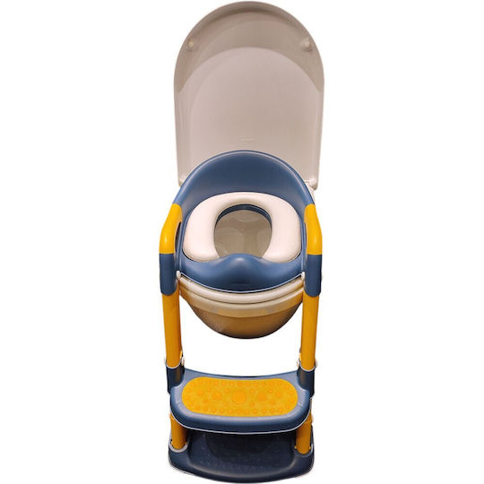 Baby Wise Toddler Toilet Seat with Footrest Handles and Cushion Blue / Yellow