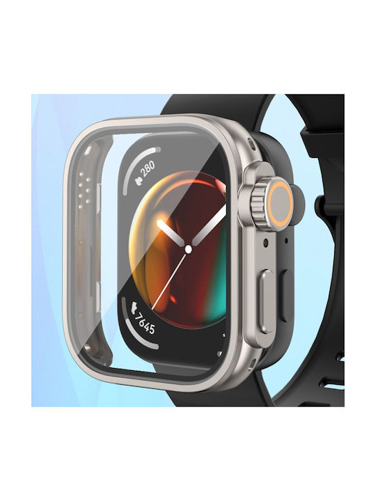 360 Defence Apple Watch Ultra Look Carcasă de Plastic cu Sticlă în culoarea Negru pentru Ceas Huawei Fit 3