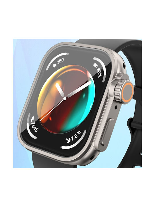 360 Defence Apple Watch Ultra Look Plastic Case with Glass in Black color for Huawei Watch Fit 3