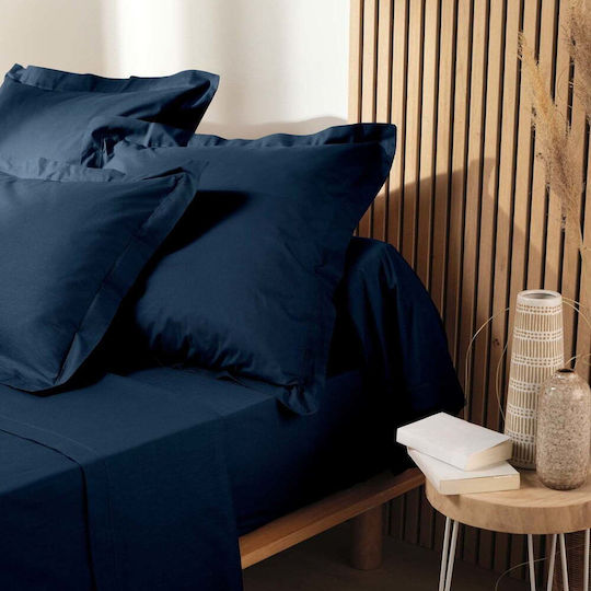 Douceur d'Intérieur Sheet King Size with Elastic 180x200cm. Biolina Dark Blue