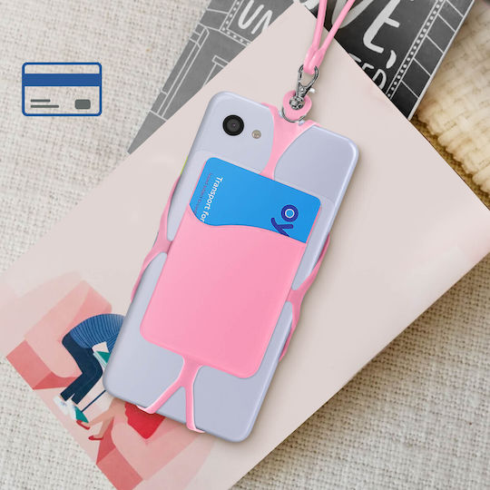 Universal Lanyard Case Smartphones Card-holder Neckpouch Series Pink