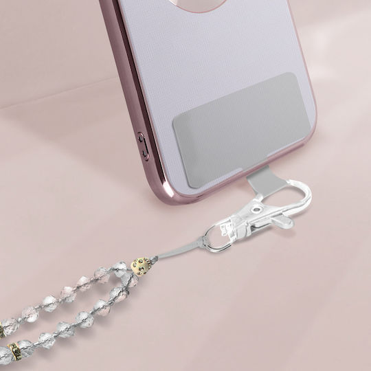 Universal Phone Case Lanyard Pendant Pearls 74cm White