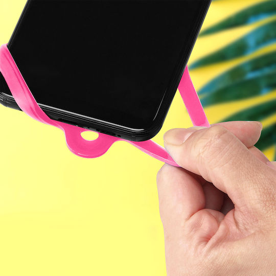 Șnur Universal pentru Smartphone din Silicon Extensibil Reglabil 90cm Roz