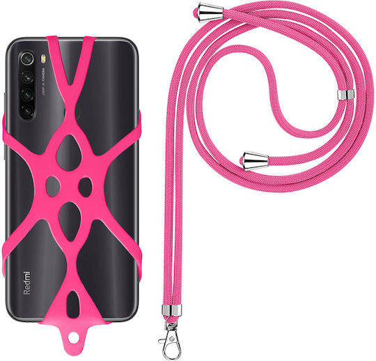 Șnur Universal pentru Smartphone din Silicon Extensibil Reglabil 90cm Roz