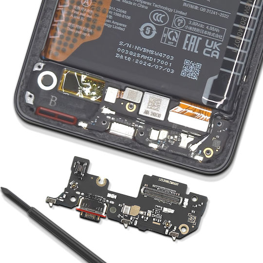 Clappio Conector De Încărcare Usb-C Cititor Sim Xiaomi 14T 14T Pro Negru