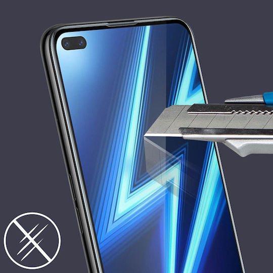 Displayschutzfolie Realme 6 Pro 9h Gehärtetes Glas Mit Geätztem Klare Umriss Schwarz